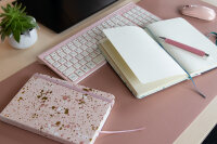 Notizbuch in Roségold mit glitzerndem Einband, karierten Seiten und FSC-Mix-Zertifizierung