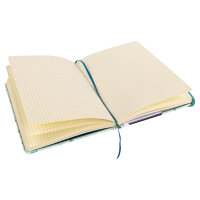 Notizbuch in Mint mit funkelden Details, karierte...