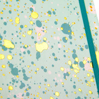 Notizbuch in Mint mit funkelden Details, karierte Blätter aus 100 g/m² FSC-Mix Papier
