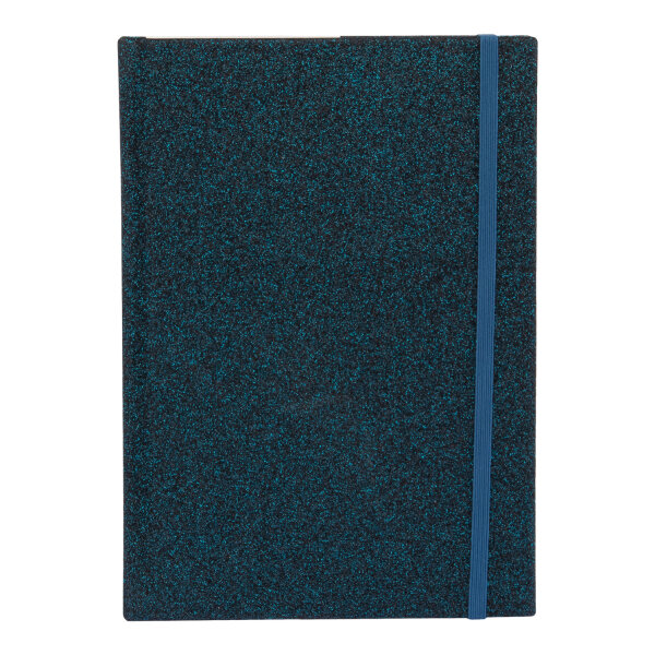 Notizbuch in glitzerndem Nachtblau mit kariertem Muster, 100 g/m² Papier und FSC-Mix-Zertifizierung