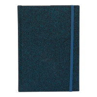 Notizbuch in glitzerndem Nachtblau mit kariertem Muster,...