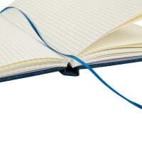 Notizbuch in glitzerndem Nachtblau mit kariertem Muster, 100 g/m² Papier und FSC-Mix-Zertifizierung