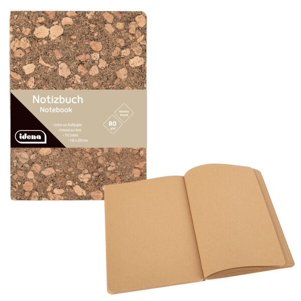 Notizbuch mit Korkeinband aus Recyclingpapier, blanko