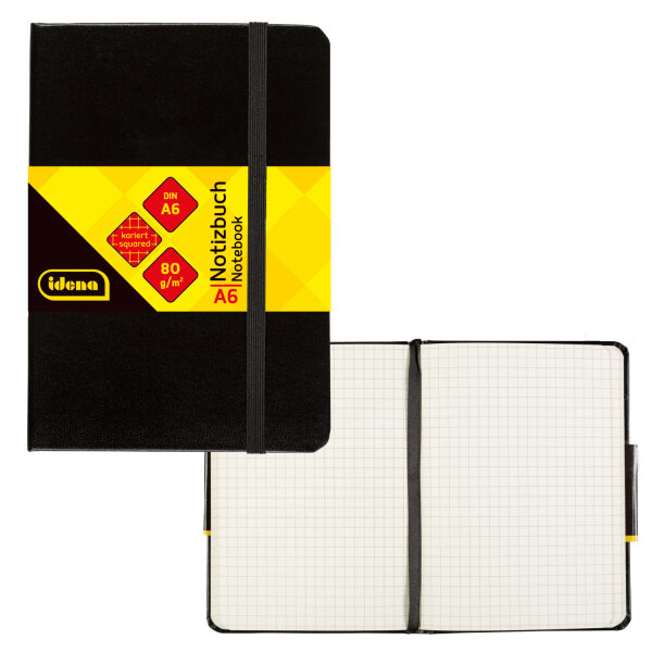 Kariertes Notizbuch im DIN A6-Format mit Hardcover und FSC-Mix-Zertifizierung