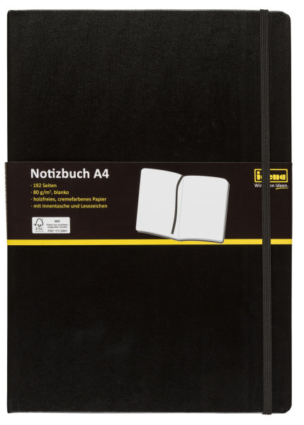 Notizbuch - blanko, DIN A4, FSC® Mix, Hardcover, 80 g/m²