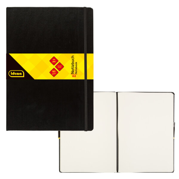 Notizbuch im DIN A4 Format mit blanko Seiten, Hardcover und FSC-Mix-Zertifizierung