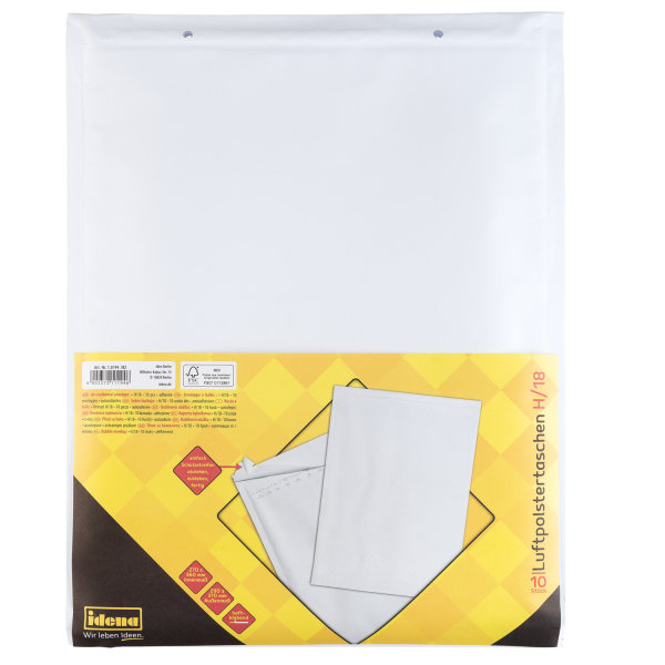 Luftpolstertaschen H/18, FSC® Mix, 10 Stück, haftklebend, weiß