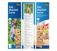 XXL Wackelturm aus FSC-zertifiziertem Holz in den Maßen 54 x 15 x 15 cm, perfekt für spannende Spielrunden mit Familie und Freunden