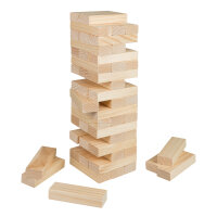 XXL Wackelturm aus FSC-zertifiziertem Holz in den Maßen 54 x 15 x 15 cm, perfekt für spannende Spielrunden mit Familie und Freunden