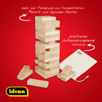 XXL Wackelturm aus FSC-zertifiziertem Holz in den Maßen 54 x 15 x 15 cm, perfekt für spannende Spielrunden mit Familie und Freunden