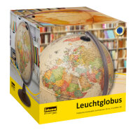 Antiker Leuchtglobus mit einem Durchmesser von 30 cm, im edlen Design mit Vintage-Optik und beleuchteter Darstellung der Weltkarte