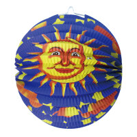 Schwarzer Lampion mit Sonnen- und Mondmotiv, 26 cm...