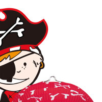 Piratenlaterne aus Papier mit einem Motiv eines Piraten und einem Ruderboot, 45 x 38 cm groß, FSC-Zertifiziert
