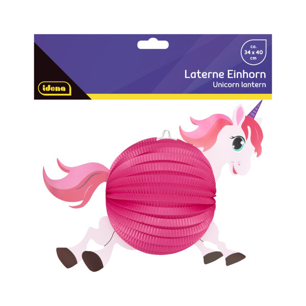 Buntes Einhorn-Laternen-Set aus Papier in den Maßen 40 x 34 cm mit FSC-Mix-Zertifizierung