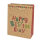 Geschenktasche Birthday in Größe M (23 x 18 x 8 cm) aus FSC-recyceltem Papier mit buntem Konfettimuster und goldenem Geschenkanhänger