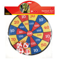 Klettball-Dart Set mit 35 cm großem Klettball und 4 Klettballen in verschiedenen Farben