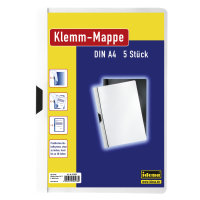 Klemm-Mappen, DIN A4, 5 St&uuml;ck, mit transparentem Deckel, wei&szlig;