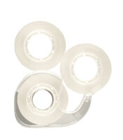 Klebefilm und Abroller Set inklusive drei Rollen à 19 mm x 33 m in transparenter Ausführung