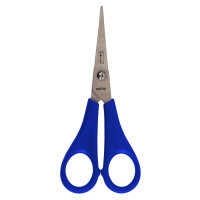 Rote Kinderschere mit spitzer Spitze, 13,5 cm lang, ideal für Rechtshänder.