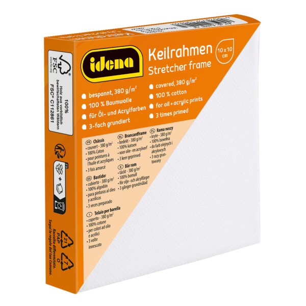 Kleiner Keilrahmen in 10 x 10 cm für Öl- und Acrylfarben, FSC 100 zertifiziert
