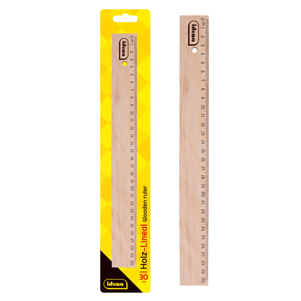 Holzlineal aus FSC-zertifiziertem Holz mit einer Länge von 30 cm und klar ablesbaren Markierungen