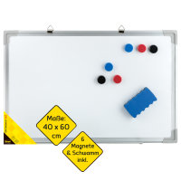 Whiteboard Set, 40 x 60 cm, mit 6 Magneten &amp; Schwamm