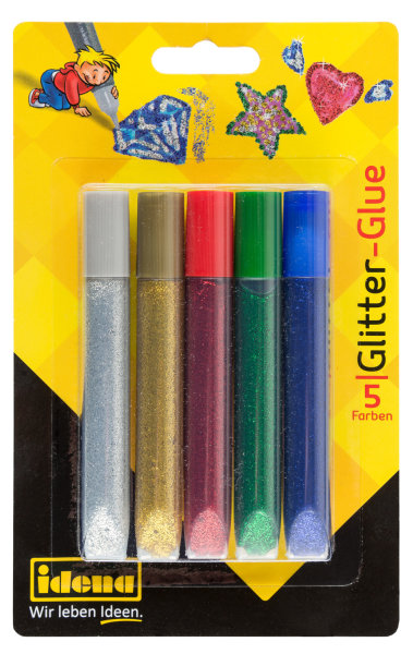 Glitter-Glue, 5 Farben à 10,5 ml, lösungsmittelfrei