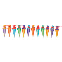 Bunte Girlande zum Schulstart aus FSC-Mix Papier, 22 cm x 2 m lang, mit Buchstaben und Motiven bedruckt