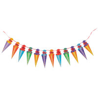 Bunte Girlande zum Schulstart aus FSC-Mix Papier, 22 cm x 2 m lang, mit Buchstaben und Motiven bedruckt