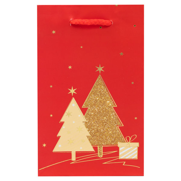 Geschenktasche "Weihnachtsbaum rot", FSC® Mix, 11 x 18 x 5 cm