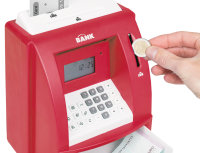 Geldautomat, digitale Spardose mit Sound, rot