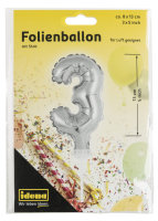 Folienballon "3" mit Stab, 13 cm, für Luft...