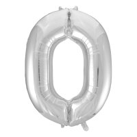 Folienballon &quot;0&quot;, 75 x 110 cm, f&uuml;r Helium geeignet, silber