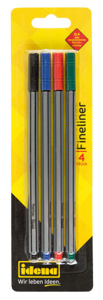 Fineliner – 4 Stück in 4 Farben, Strichstärke 0,4 mm