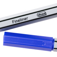 Vier Fineliner in Schwarz, Blau, Rot und Grün mit einer Strichstärke von 0.4 mm für präzises Schreiben und Zeichnen.