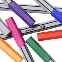 Set aus zehn Finelinern in zehn verschiedenen Farben mit einer Strichstärke von 0,4 mm.