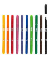 Fasermaler-Duo, 10 Farben, 2 Malspitzen, farbintensiv