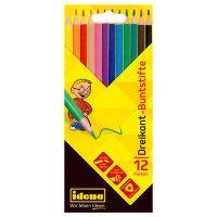 Dreikant-Buntstifte, 12 Farben, holzfrei, ergonomische Form
